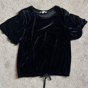 LOFT Black Velvet Short Sleeve Top
